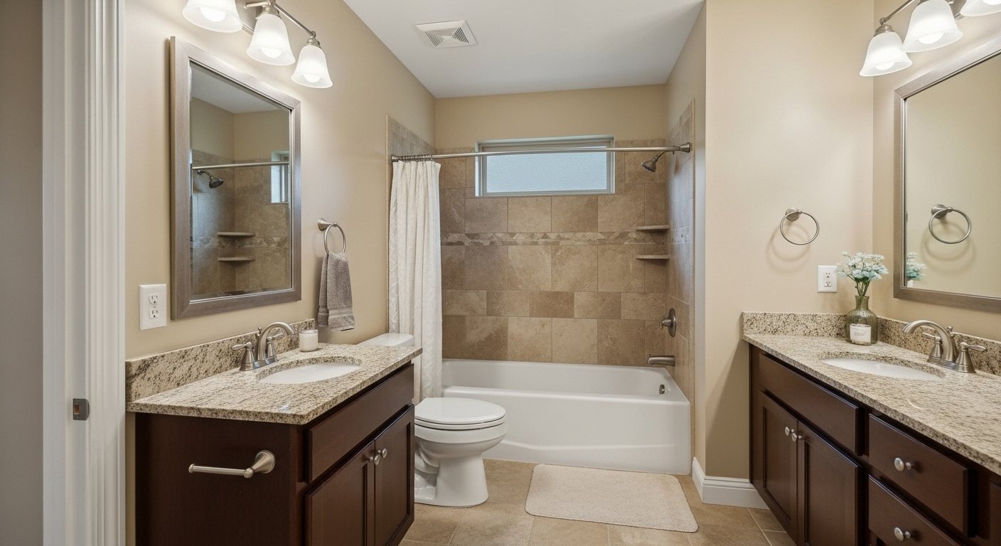 Modern bathroom remodel in Conroe TX illustrating an effective layout and design by Grand Conroe Remodel